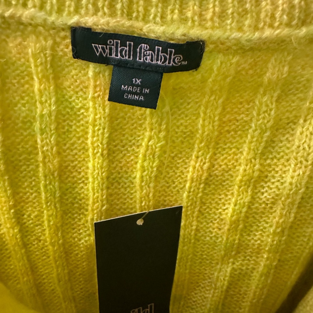 Wild Fable Vibrant Yellow Knit Crop Top Ribbed Tank NWT - Picture 5 of 8